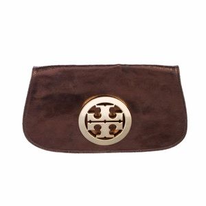 Tory Burch Metallic Leather Reva Clutch